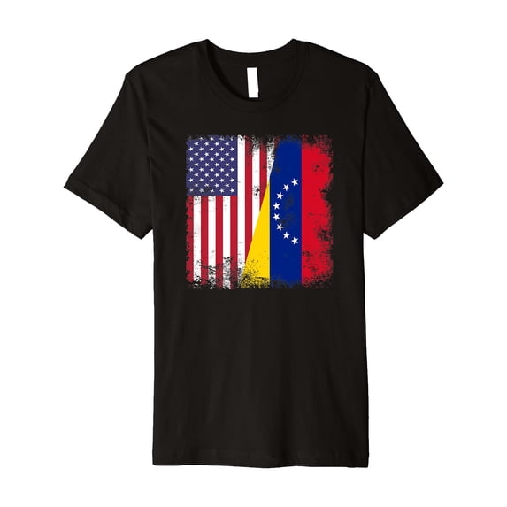 Half Venezuelan Flag T-Shirt Vintage Venezuela USA Gift