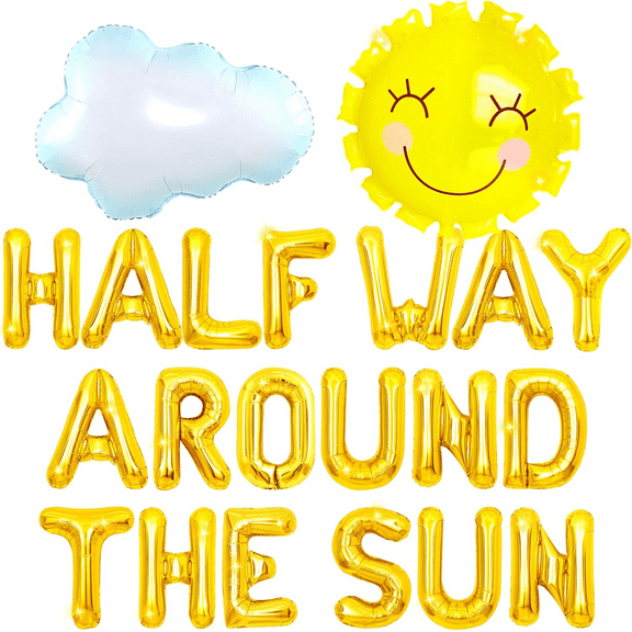 Half Way Around the Sun Birthday Decoration Girl Rainbow Half Way Around the Sun Banner Groovy Balloons Boho Half Birthday Decoration