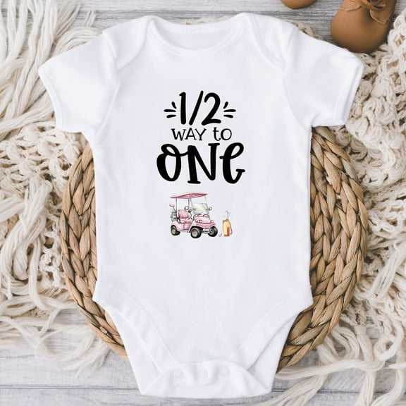 Half Way To One Baby Bodysuit, 6 Months Birthday, Baby Girl 1/2 Birthday Golf Bodysuit, 6 Month Old, Half Birthday, Cute Baby Onesie, BABY BODYSUIT LAT 4424