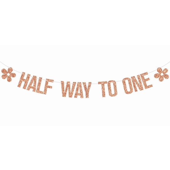 Half Way To One Banner, Wildflower 1/2 Birthday/Happy 6 Months, Spring Floral Theme 6 Months Birthday Party Decorations