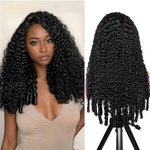 Half Wig Human Burmese Curl Wig for Women 24 Inch 200% Density Glueless Seamless Flip Over Wigs with Spiral Curls End Beginner Friendly 3 in1 Wear Go Drawstring Half Wigs Color
