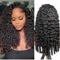 thumbnail image 1 of Half Wig Human Hair Glueless Wigs Upgrade 3 IN 1 Half Wig With Drawstring Seamless Clip Ins Flip Over Burmese Curly Human Hair No Glue No Lace For Women 200% Density ( Color, 30inch), 1 of 6