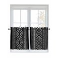 thumbnail image 1 of Half Window Curtain 36 Inches Long, Black Boho Geometric Window Treatment Curtain Drapes, Vintage Southwestern Stripes Small Tier Curtains for Bathroom Over Sink, 27.5"x36", 2 Panels, 1 of 7