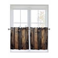 thumbnail image 1 of Half Window Curtain 36 Inches Long, Black Brown Board Window Treatment Curtain Drapes, Vintage Chic Shabby Wooden Grain Small Tier Curtains for Bathroom Over Sink, 27.5"x36", 2 Panels, 1 of 7