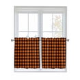 thumbnail image 1 of Half Window Curtain 36 Inches Long, Black Orange Plaid Window Treatment Curtain Drapes, Farmhouse Buffalo Check Gingham Small Tier Curtains for Bathroom Over Sink, 27.5"x36", 2 Panels, 1 of 7