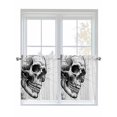 thumbnail image 1 of Half Window Curtain 36 Inches Long, Horror Skull Window Treatment Curtain Drapes, Black Skeleton Spooky Halloween Small Tier Curtains for Bathroom Over Sink, 27.5"x36", 2 Panels, 1 of 7