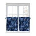 thumbnail image 1 of Half Window Curtain 36 Inches Long, Navy Blue Marble Window Treatment Curtain Drapes, Abstract Modern Golden Geometric Small Tier Curtains for Bathroom Over Sink, 27.5"x36", 2 Panels, 1 of 7