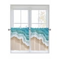thumbnail image 1 of Half Window Curtain 36 Inches Long, Turquoise Ocean Window Treatment Curtain Drapes, Gradient Brown Shore Sandy Beach Abstract Small Tier Curtains for Bathroom Over Sink, 27.5"x36", 2 Panels, 1 of 7