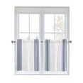 thumbnail image 1 of Half Window Curtains 24 Inches Long, Abstract Geometric Blue Stripe, Window Treatment Curtain Drapes, White Backdrop Short Curtains Tiers for Kitchen Over Sink, 27.5"x24", 2 Panels, 1 of 7