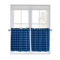 thumbnail image 1 of Half Window Curtains 24 Inches Long, Black Blue Plaid Window Treatment Curtain Drapes, Country Buffalo Checked Gingham Short Curtains Tiers for Kitchen Over Sink, 27.5"x24", 2 Panels, 1 of 7