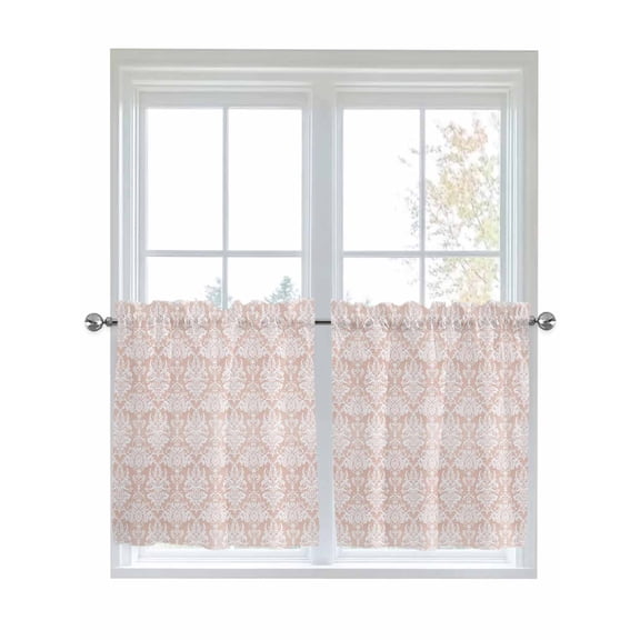 Half Window Curtains 24 Inches Long, Ethnic Boho Window Treatment Curtain Drapes, Vintage Mexican Flowers Southwestern Short Curtains Tiers for Kitchen Over Sink, 27.5"x24", 2 Panels