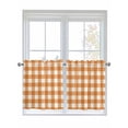 thumbnail image 1 of Half Window Curtains 24 Inches Long, Orange Plaid Window Treatment Curtain Drapes, Gradient Geometric Buffalo White Checkered Short Curtains Tiers for Kitchen Over Sink, 27.5"x24", 2 Panels, 1 of 7
