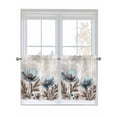 thumbnail image 1 of Half Window Curtains 24 Inches Long, Spring Floral Window Treatment Curtain Drapes, Teal Tulip Farmhouse Retro Botanical Herb Short Curtains Tiers for Kitchen Over Sink, 27.5"x24", 2 Panels, 1 of 7
