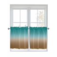 thumbnail image 1 of Half Window Curtains 24 Inches Long, Teal Brown Ombre Window Treatment Curtain Drapes, Turquoise Gradient Modern Abstract Art Short Curtains Tiers for Kitchen Over Sink, 27.5"x24", 2 Panels, 1 of 7