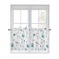 thumbnail image 1 of Half Window Curtains 24 Inches Long, Turquoise Flowers Window Treatment Curtain Drapes, Farmhouse Spring Botanical Floral Short Curtains Tiers for Kitchen Over Sink, 27.5"x24", 2 Panels, 1 of 7