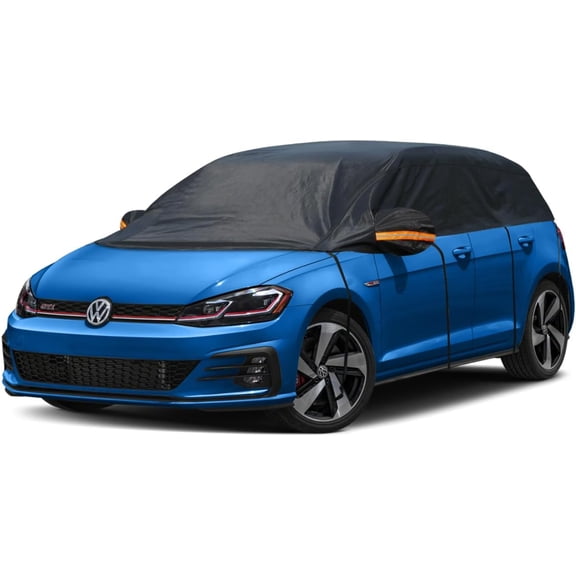 Half , Windshield Cover for Ice and Snow Top with Reflective Straps, Roof Cover Waterproof All Weather Dust, Sun Protection. Front Rear Window Cover Fit Hatchback. 2L (UP to 133'')