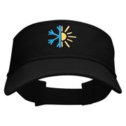 Half Winter Half Summer Embroidered Cotton Twill Sun Visor - Black OSFM