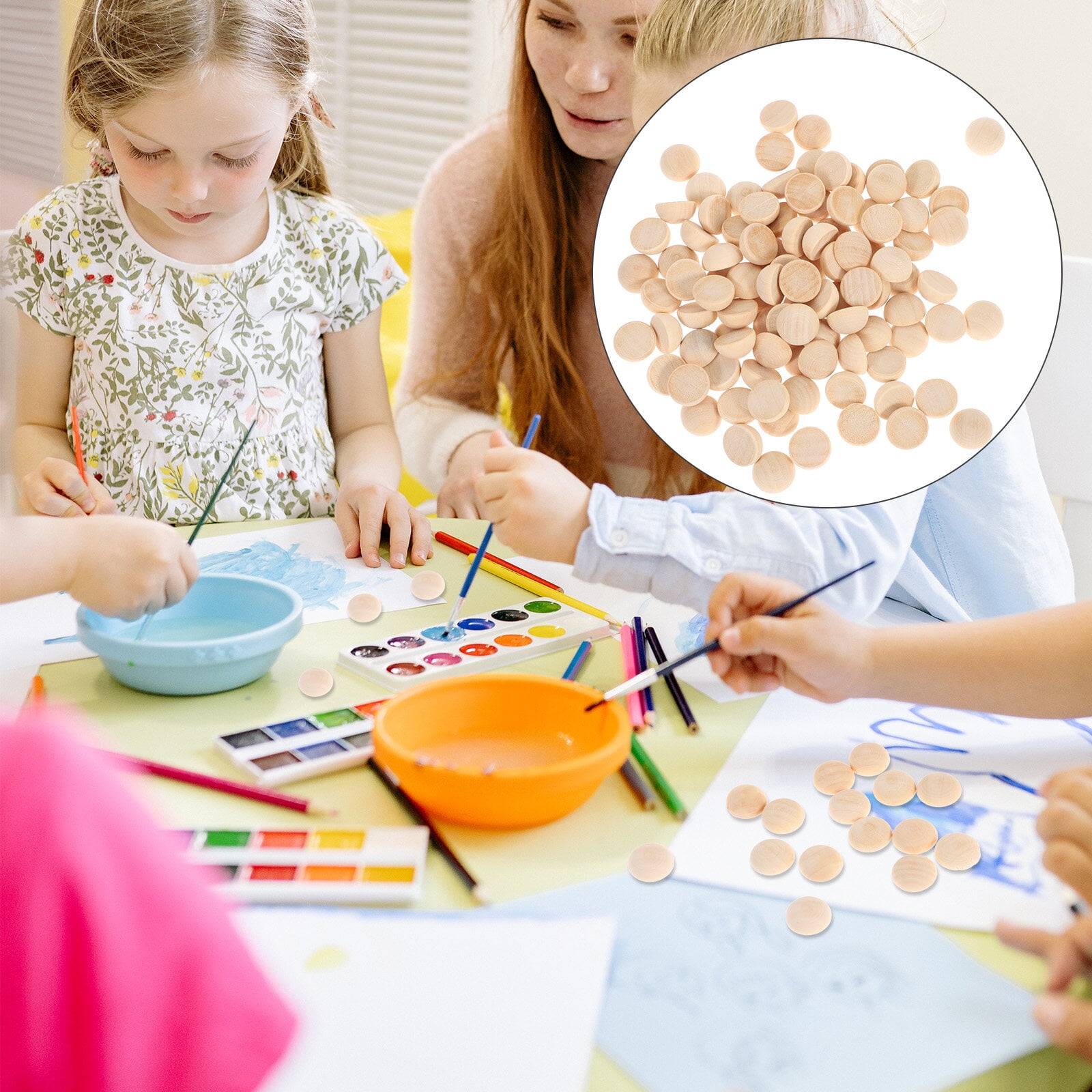 Half Wood Beads Wooden Balls Craft Ball Crafts Unfinished Diy Macrame