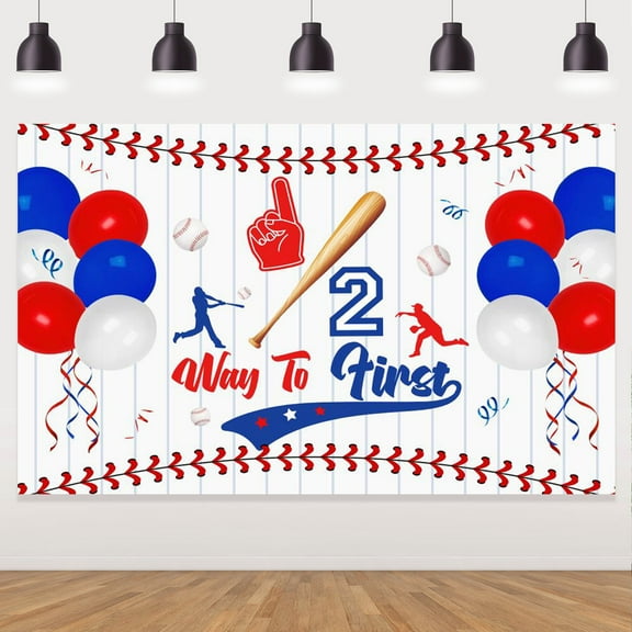 Half Year Happy Birthday Backdrop for Boy Baseball 1/2 Way to First One 6 Months Sports Theme Baby Shower Anniversary Party Supplies Decorations Banner Photo Booth Props Gift Background