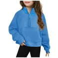 thumbnail image 1 of Half Zip Crop Sweatshirt For Girls Long Sleeve Pullover Tops Kids Lightweight Winter Clothes 3-14 Years Fashion Casual Solid Color, 1 of 8