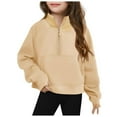 thumbnail image 1 of Half Zip Crop Sweatshirt For Girls Long Sleeve Pullover Tops Kids Lightweight Winter Clothes 3-14 Years Fashion Casual Solid Color, 1 of 8