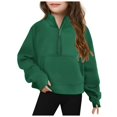 thumbnail image 1 of Half Zip Crop Sweatshirt For Girls Long Sleeve Pullover Tops Kids Lightweight Winter Clothes 3-14 Years Fashion Casual Solid Color, 1 of 8