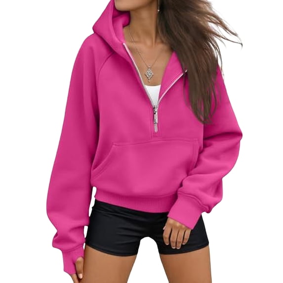 Half Zip Cropped Hoodies for Women Y2k Cute Jackets Spring Fashion 2026 Sweatshirts