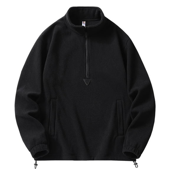 Half Zip Fleece Pullover Sweatshirts for Men Pockets Casual Warm High Neck Plain Sweaters Thermal Winter Tops S-5x (XX-Large, Black)