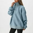 thumbnail image 1 of Half Zip Fleece Sweatshirt Womens Oversized Fit Casual Warm Long Sleeve Sherpa Lapel Pullover Sweater Tops 2025 (2XL, Blue), 1 of 7