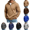 thumbnail image 1 of Half Zip Hooded Sweatshirts for Men,Long Sleeve Casual Solid Sweatshirt with Kangaroo Pocket for Home Loungewear, 1 of 6