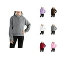 thumbnail image 1 of Half Zip Hoodies for Girls Kids Long Sleeve Casual Plain Hooded Sweatshirt with Pockets Pullover Tops, 1 of 7