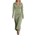 thumbnail image 1 of Half Zip Lapel Midi Dress for Women Elegant Long Sleeve Business Casual Office Party Pencil Dresses, 1 of 7