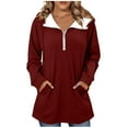 thumbnail image 1 of Half Zip Oversized Hoodies for Women Long Sleeve Loose Sweatshirts Pullover Casual Hooded Tunic Tops with Pocket, 1 of 6