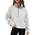 Half Zip Oversized Sweatshirt for Women Fleece Blouses Long Sleeve