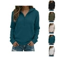 thumbnail image 1 of Half Zip Pullover Hoodie for Women 2025 Fall Winter Long Sleeve Casual Hooded Sweatshirt with Pockets, 1 of 1