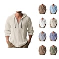 thumbnail image 1 of Half Zip Pullover Men 2026 Spring Fall Long Sleeve Lightweight Cotton Linen Hooded Shirt Mens Hoodie, 1 of 4
