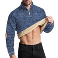 thumbnail image 1 of Half Zip Pullover Men Comfy Fleece Lined Sweatshirts Casual Outdoor Fall Long Sleeve Stand Collar Top (S, Navy), 1 of 5