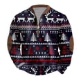 thumbnail image 1 of Half Zip Pullover Mens Christmas Clothes Snowflakes Reindeer Printed Long Sleeve Graphic Sweatshirt Tops (3XL, Navy), 1 of 5