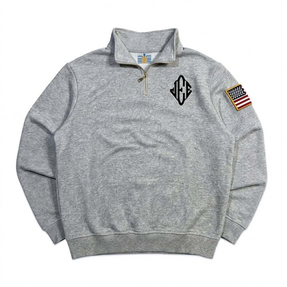 Half Zip Pullover Sweatshirt – Heavyweight Casual Long Sleeve Loose Fit Top – Quarter Zip Collar with Embroidery – Streetwear and Daily Comfort – Available in Grey, Blue, White – Sizes S-XL