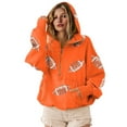 thumbnail image 1 of Half Zip Pullover for Women Oversized Hoodies Sequins Football Hooded Sweatshirts with Pocket Long Sleeve Fall Tops (4XL, Orange), 1 of 6