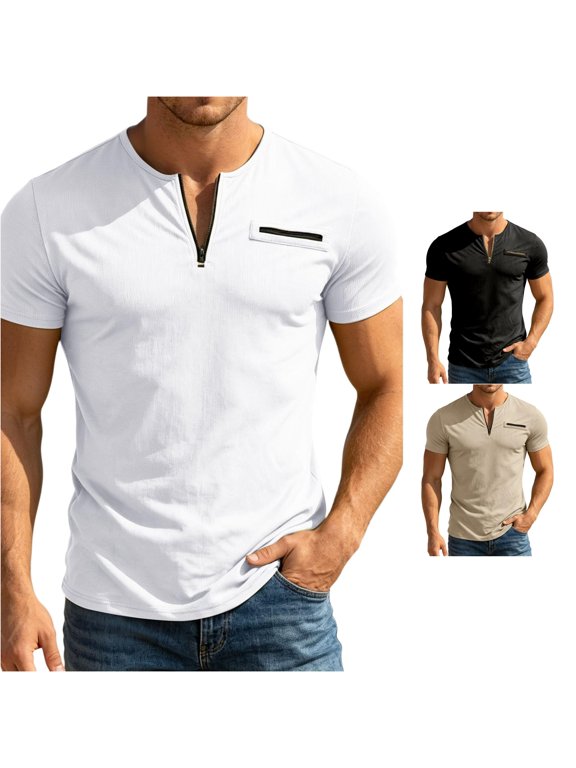 Half Zip Short Sleeve Outdoor Casual Performance Tee For Daily Wear Mod Bod Tops XL