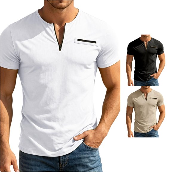 Half Zip Short Sleeve Outdoor Casual Performance Tee For Daily Wear Mod Bod Tops XXL