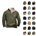 thumbnail image 1 of Half Zip Sweatshirt for Men Fall Winter Long Sleeve Color Block Casual Sweat Shirt Pullover Tops, 1 of 1