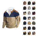 thumbnail image 1 of Half Zip Sweatshirt for Men Fall Winter Long Sleeve Color Block Casual Sweat Shirt Pullover Tops, 1 of 1