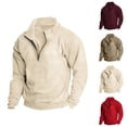 thumbnail image 1 of Half Zip Sweatshirt for Men Fall Winter Long Sleeve Stand Collared Plain Sweat Shirt Pullover Tops, 1 of 1