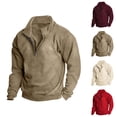 thumbnail image 1 of Half Zip Sweatshirt for Men Fall Winter Long Sleeve Stand Collared Plain Sweat Shirt Pullover Tops, 1 of 1