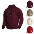 thumbnail image 1 of Half Zip Sweatshirt for Men Fall Winter Long Sleeve Stand Collared Plain Sweat Shirt Pullover Tops, 1 of 1