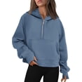thumbnail image 1 of Half Zip Sweatshirts Cropped Hoodies Fleece Womens Quarter Zip Up Pullover Sweaters Fall Outfits 2023 Winter Clothes, 1 of 10