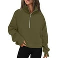 thumbnail image 1 of Half Zip Sweatshirts Cropped Hoodies for Women Quarter Zip Up Pullover Sweatshirt Long Sleeve Crop Tops,Womens Pull Over 1/4 Zipper Fleece 2024, 1 of 7