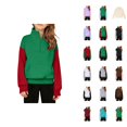 thumbnail image 1 of Half Zip Sweatshirts for Girls Boys Long Sleeve Stand Collared Thumb Hole Plain Sweatshirt with Pockets Pullover Tops, 1 of 4